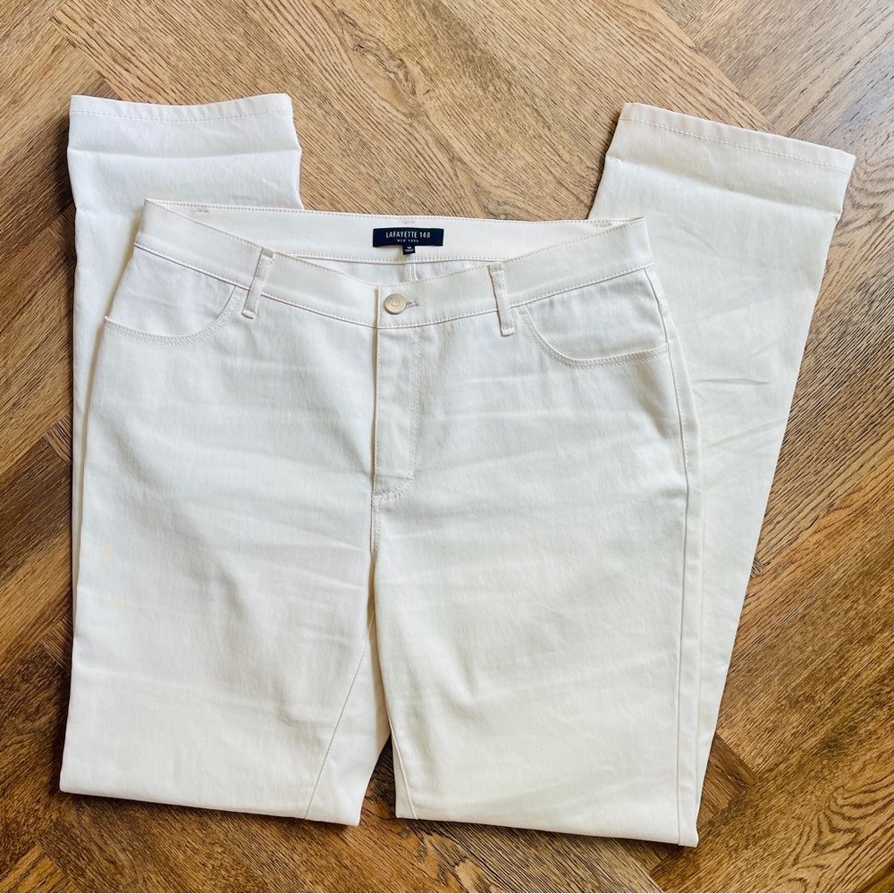 Lafayette 148 New York Cream Bone Ecru Off-White Jeans Pants 10